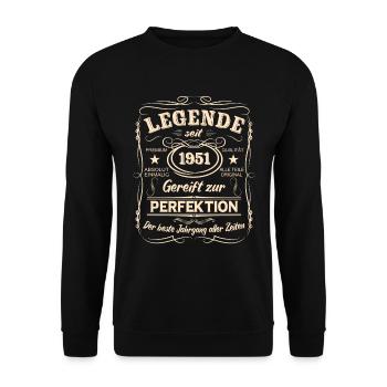 Legenden 1951 Geboren Geschenk Jahrgang 1951 - Unisex Pullover - Schwarz - Vorne - Alina (178cm) & Michal (187cm)