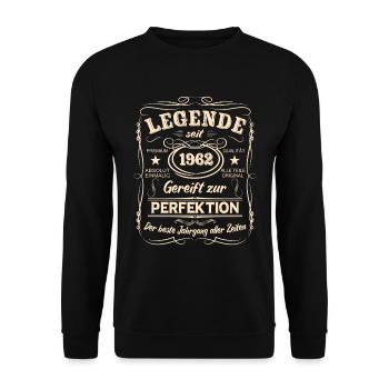 Legenden 1962 Geboren Geschenk Jahrgang 1962 - Unisex Pullover - Schwarz - Vorne - Alina (178cm) & Michal (187cm)