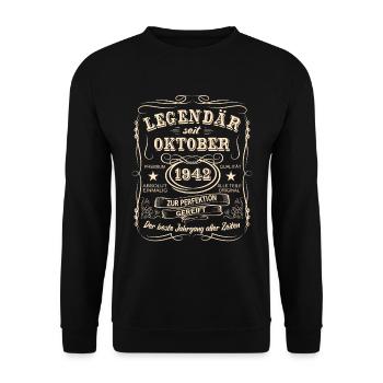 Legenden Oktober 1942 Geboren Jahrgang 1942 - Unisex Pullover - Schwarz - Vorne - Alina (178cm) & Michal (187cm)