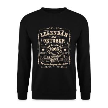 Legenden Oktober 1965 Geboren Jahrgang 1965 - Unisex Pullover - Schwarz - Vorne - Alina (178cm) & Michal (187cm)