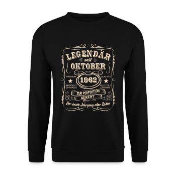 Legenden Oktober 1962 Geboren Jahrgang 1962 - Unisex Pullover - Schwarz - Vorne - Alina (178cm) & Michal (187cm)
