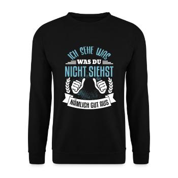 Ich sehe was du nicht siehst - Unisex Pullover - Schwarz - Vorne - Alina (178cm) & Michal (187cm)