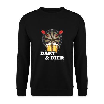 DART - Dart und Bier - Das Sprüche Shirt - Unisex Pullover - Schwarz - Vorne - Alina (178cm) & Michal (187cm)
