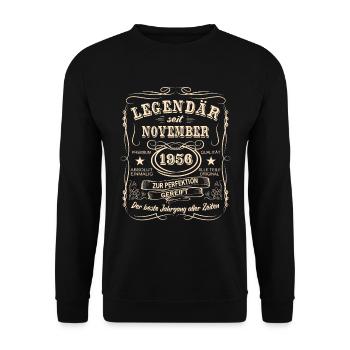 Legenden November 1956 Geboren Jahrgang 1956 - Unisex Pullover - Schwarz - Vorne - Alina (178cm) & Michal (187cm)