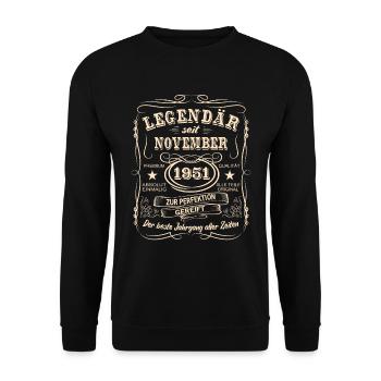 Legenden November 1951 Geboren Jahrgang 1951 - Unisex Pullover - Schwarz - Vorne - Alina (178cm) & Michal (187cm)