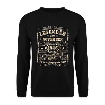 Legenden November 1945 Geboren Jahrgang 1945 - Unisex Pullover - Schwarz - Vorne - Alina (178cm) & Michal (187cm)