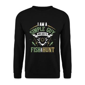 Funny Fisherman and Hunter Saying Design - Unisex Sweatshirt - black - Front - Alina (178cm) & Michal (187cm)