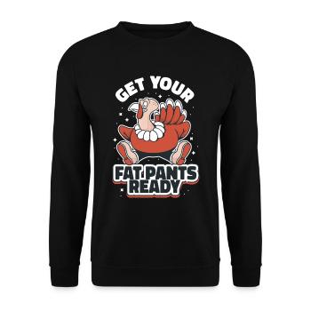 Get Your Fat Pants Ready Erntedankfest Geschenk - Unisex Pullover - Schwarz - Vorne - Alina (178cm) & Michal (187cm)