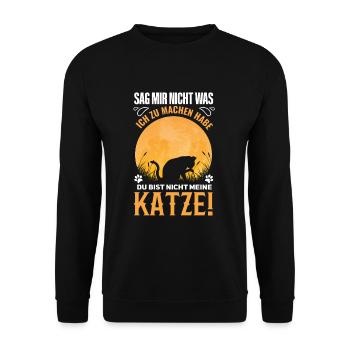 Witziges Katzen Spruch Design - Unisex Pullover - Schwarz - Vorne - Alina (178cm) & Michal (187cm)