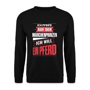 Ich pfeife auf den Märchenprinzen - Unisex Pullover - Schwarz - Vorne - Alina (178cm) & Michal (187cm)