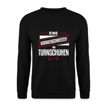 Eine Krankenschwester in Turnschuhen - Unisex Pullover - Schwarz - Vorne - Alina (178cm) & Michal (187cm)