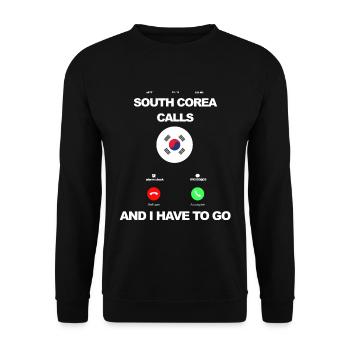 South Corea calls and i have to go - Unisex Pullover - Schwarz - Vorne - Alina (178cm) & Michal (187cm)
