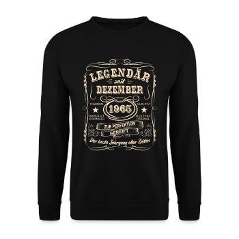 Legenden Dezember 1965 Geboren Jahrgang 1965 - Unisex Pullover - Schwarz - Vorne - Alina (178cm) & Michal (187cm)