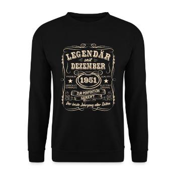 Legenden Dezember 1951 Geboren Jahrgang 1951 - Unisex Pullover - Schwarz - Vorne - Alina (178cm) & Michal (187cm)