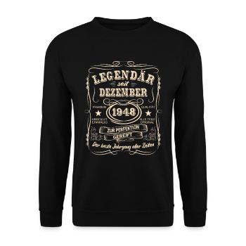 Legenden Dezember 1948 Geboren Jahrgang 1948 - Unisex Pullover - Schwarz - Vorne - Alina (178cm) & Michal (187cm)