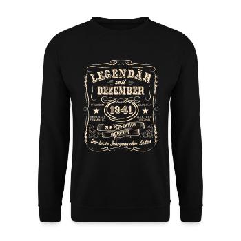 Legenden Dezember 1941 Geboren Jahrgang 1941 - Unisex Pullover - Schwarz - Vorne - Alina (178cm) & Michal (187cm)