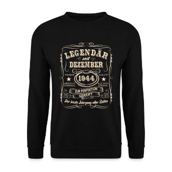 Legenden Dezember 1944 Geboren Jahrgang 1944 - Unisex Pullover - Schwarz - Vorne - Alina (178cm) & Michal (187cm)