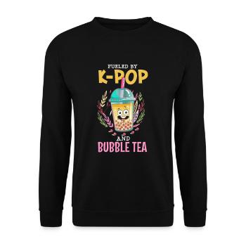 Alimenté par la K-Pop et le Bubble Tea - Sweat-shirt Unisexe - noir - Devant - Alina (178cm) & Michal (187cm)