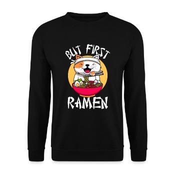 But first Ramen - Unisex Pullover - Schwarz - Vorne - Alina (178cm) & Michal (187cm)