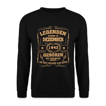Legenden Dezember 1942 Geboren Jahrgang 1942 - Unisex Pullover - Schwarz - Vorne - Alina (178cm) & Michal (187cm)