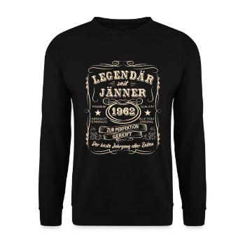 Legenden Jänner 1962 Geboren Jahrgang 1962 - Unisex Pullover - Schwarz - Vorne - Alina (178cm) & Michal (187cm)