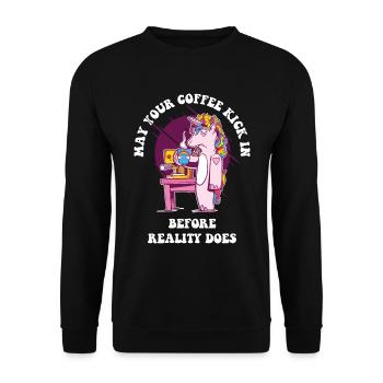 May Your Coffee Kick In Coffee Gift - Unisex Sweatshirt - black - Front - Alina (178cm) & Michal (187cm)