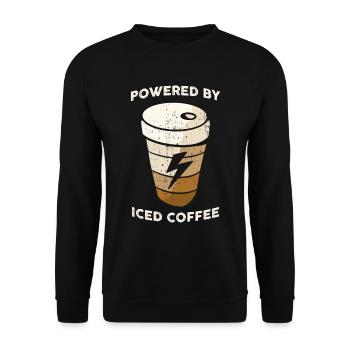 Powered By Iced Coffee Coffee Gift - Unisex Sweatshirt - black - Front - Alina (178cm) & Michal (187cm)