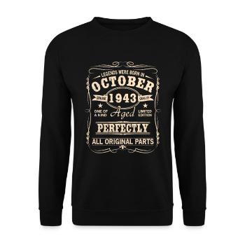 Millésime Octobre 1943 Anniversaire - Sweat-shirt Unisexe - noir - Devant - Alina (178cm) & Michal (187cm)