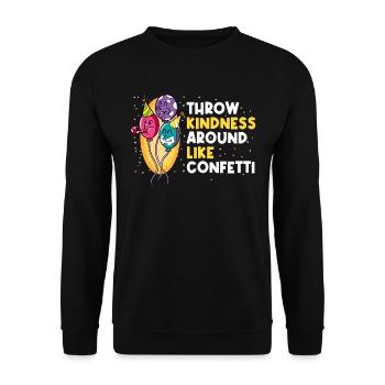 Throw Kindness Freundlichkeit Geschenk - Unisex Pullover - Schwarz - Vorne - Alina (178cm) & Michal (187cm)