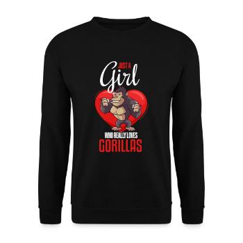 Juste une fille qui aime vraiment les gorilles - Sweat-shirt Unisexe - noir - Devant - Alina (178cm) & Michal (187cm)
