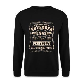 Vintage November 1942 Geburtstag - Unisex Pullover - Schwarz - Vorne - Alina (178cm) & Michal (187cm)