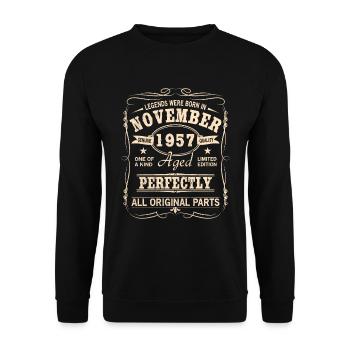 Vintage November 1957 Geburtstag - Unisex Pullover - Schwarz - Vorne - Alina (178cm) & Michal (187cm)