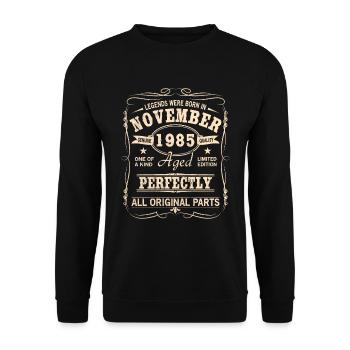 Millésime Novembre 1985 Anniversaire - Sweat-shirt Unisexe - noir - Devant - Alina (178cm) & Michal (187cm)