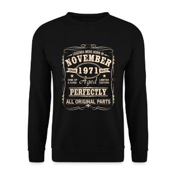 Millésime Novembre 1971 Anniversaire - Sweat-shirt Unisexe - noir - Devant - Alina (178cm) & Michal (187cm)