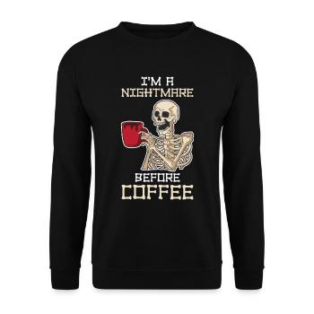 At A Nightmare Before Coffee Coffee Gift - Unisex Sweatshirt - black - Front - Alina (178cm) & Michal (187cm)