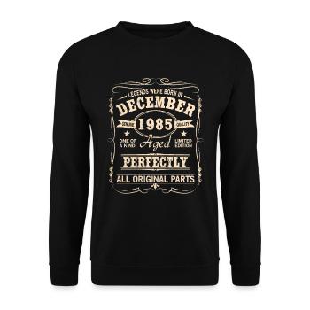Millésime Décembre 1985 Anniversaire - Sweat-shirt Unisexe - noir - Devant - Alina (178cm) & Michal (187cm)