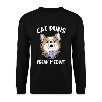 Cat Puns Freak Meowt Cat Gift - Unisex Sweatshirt - black - Front - Alina (178cm) & Michal (187cm)