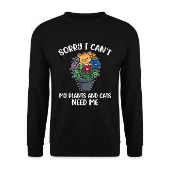 Mes plantes et mes chats ont besoin de moi cadeau de chat - Sweat-shirt Unisexe - noir - Devant - Alina (178cm) & Michal (187cm)