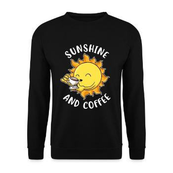 Sunshine And Coffee Kaffee Geschenk - Unisex Pullover - Schwarz - Vorne - Alina (178cm) & Michal (187cm)