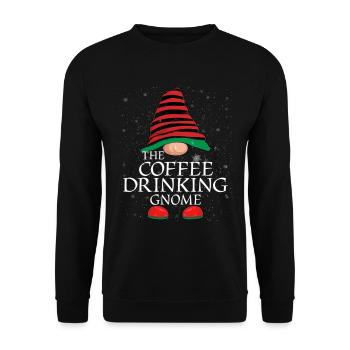 Café Buvant Gnome Famille Matching Noël - Sweat-shirt Unisexe - noir - Devant - Alina (178cm) & Michal (187cm)