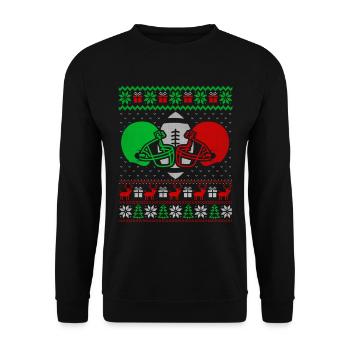 Love Football Pull de Noël Joyeuses Fêtes - Sweat-shirt Unisexe - noir - Devant - Alina (178cm) & Michal (187cm)