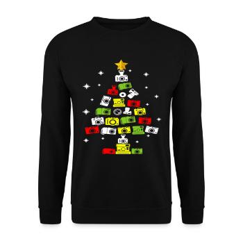 Photographer Job Christmas Tree Happy Holidays - Unisex Pullover - Schwarz - Vorne - Alina (178cm) & Michal (187cm)