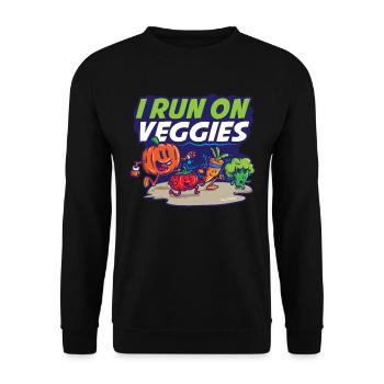 Je cours sur Veggies Vegan Cadeau - Sweat-shirt Unisexe - noir - Devant - Alina (178cm) & Michal (187cm)