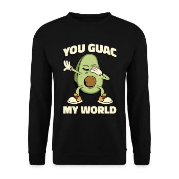 You Guac My World Avocado Geschenk - Unisex Pullover - Schwarz - Vorne - Alina (178cm) & Michal (187cm)