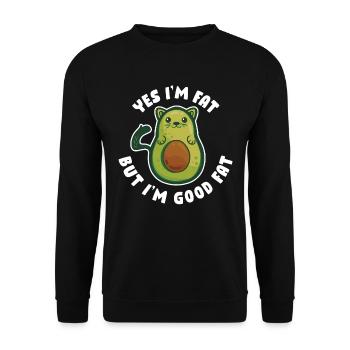 Yes Im Fat But Im Good Fat Avocado Geschenk - Unisex Pullover - Schwarz - Vorne - Alina (178cm) & Michal (187cm)
