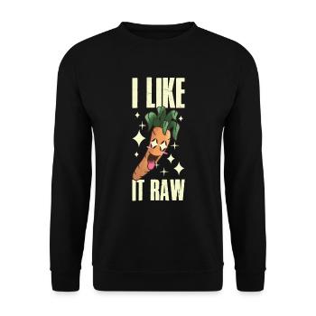 I Like It Karotte Geschenk - Unisex Pullover - Schwarz - Vorne - Alina (178cm) & Michal (187cm)