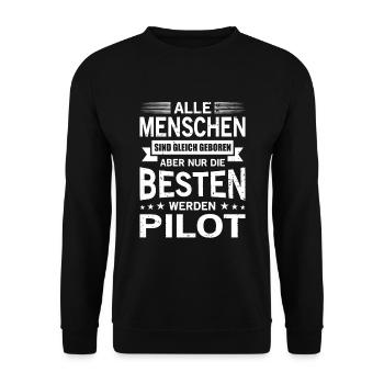 Alle Menschen Sind Gleich Geboren Besten Pilot - Unisex Pullover - Schwarz - Vorne - Alina (178cm) & Michal (187cm)