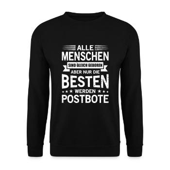 Alle Menschen Sind Gleich Geboren Besten Postbote - Unisex Pullover - Schwarz - Vorne - Alina (178cm) & Michal (187cm)