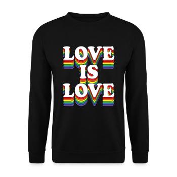 LOVE IS LOVE - LGBT Rainbow Colors - Unisex Sweatshirt - black - Front - Alina (178cm) & Michal (187cm)