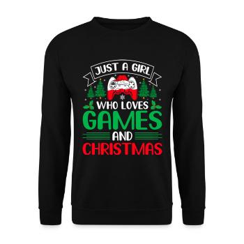 Just a girl who loves games and christmas - Unisex Pullover - Schwarz - Vorne - Alina (178cm) & Michal (187cm)